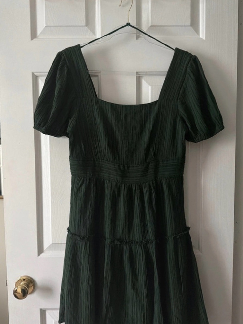 Women’s Altar’d State Dark Green Square Neck Tiered Dress